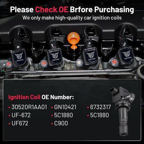 BDFHYK 4 Ignition Coil Pack UF781 and 4 Iridium Spark Plug 95660 Compatible with Honda Civic CR-V l4 1.5L 2017 2018 2019 2020 2021 2022 Coil for 3052059B013 CM11122 in Saudi Arabia