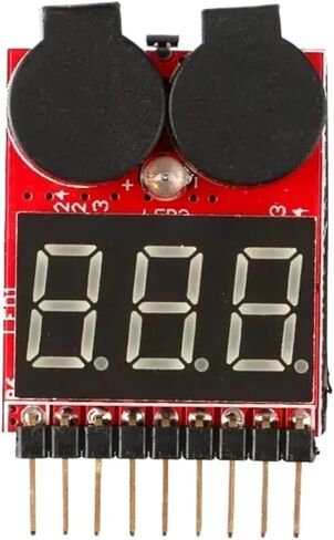 1-8S Lipo Li-ion Fe Battery Voltage 2IN1 Indicator Tester Low Voltage Buzzer Alarm Car Boat LED 3.7-30V Dual Speaker in Saudi Arabia