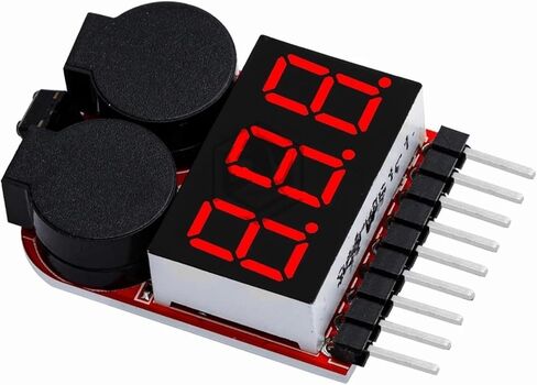 F00872 Lipo Battery Voltage Tester Volt Meter Indicator Checker Dual Speaker 1S-8S Low Voltage Buzzer Alarm 2in1 2S 3S 4S 8S in Saudi Arabia