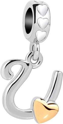 سحر متدلي بالحرف الأولي من الفضة A-Z متوافق مع أساور Pandora Charms قلادة على شكل قلب أبجدي للنساء in Saudi Arabia