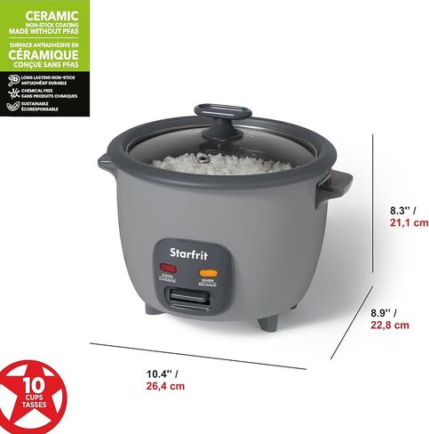 Starfrit Electric Rice Cooker - 10 Cups - Steamer Basket, Measuring Cup & Service Spoon - 400W - Makes Perfect Rice! in Kuwait