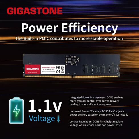 【ذاكرة الوصول العشوائي DDR5】 مجموعة GIGASTONE 128 جيجابايت (4 × 32 جيجابايت) DDR5 4800 ميجاهرتز PC5-38400 CL 40-40-40-77 1.1 فولت UDIMM 288 Pin غير مخزنة وغير ECC ترقية ذاكرة سطح المكتب للكمبيوتر الشخصي عالية الأداء in Saudi Arabia