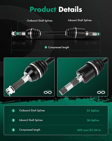 SCITOO Rear Left Right CV Axle Fit 2005-2007 for Polaris Ranger 500 2007-2007 for Polaris Ranger 700 2005-2007 for Polaris Ranger XP 700 1332423 1380236 2PCS in Saudi Arabia