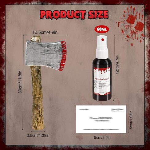 HOWAF 5pcs Halloween Psycho Killer Costume, Include Raincoat, Red Ties, Fake Blood, Business Card, Plastic Fake Axe for Men Women Cosplay Party Dress Up Psycho Movie Character Costume in Saudi Arabia