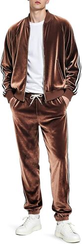 Heyfanee Mens Velour tracksuits 2 piece set Full Zip Sweatsuit for Men Jogging Suits Velvet Jacket Pants Outfits in Saudi Arabia