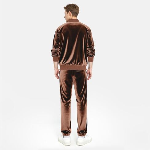 Heyfanee Mens Velour tracksuits 2 piece set Full Zip Sweatsuit for Men Jogging Suits Velvet Jacket Pants Outfits in Saudi Arabia