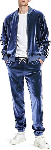 Heyfanee Mens Velour tracksuits 2 piece set Full Zip Sweatsuit for Men Jogging Suits Velvet Jacket Pants Outfits in Saudi Arabia