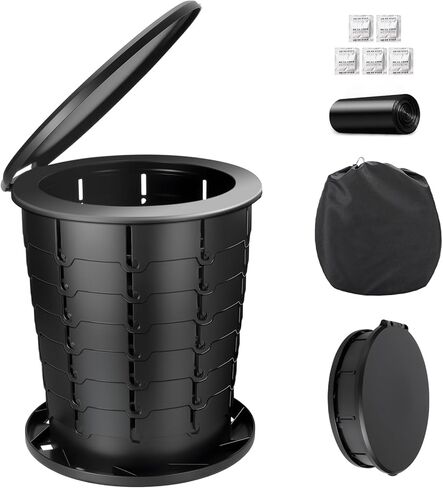 مرحاض محمول قابل للسحب، مقاس XXL، نونية محمولة مقاس 19.7 بوصة للبالغين والأطفال، مرحاض للتخييم مع غطاء، مرحاض للسفر، نونية محمولة للتخييم، والمشي لمسافات طويلة، ورحلة الطريق، والسيارة، والخيمة، وسائقي الشاحنات in Kuwait