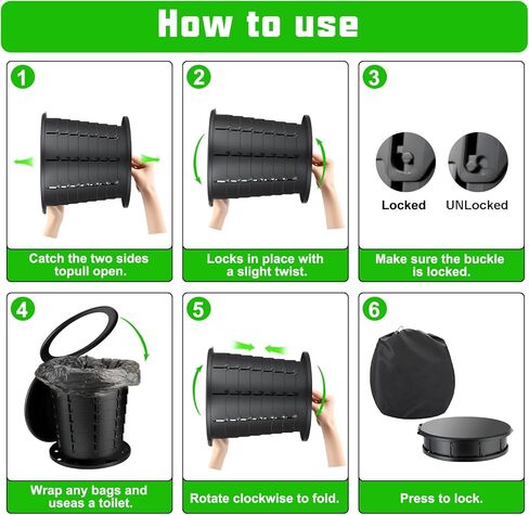 مرحاض محمول قابل للسحب، مقاس XXL، نونية محمولة مقاس 19.7 بوصة للبالغين والأطفال، مرحاض للتخييم مع غطاء، مرحاض للسفر، نونية محمولة للتخييم، والمشي لمسافات طويلة، ورحلة الطريق، والسيارة، والخيمة، وسائقي الشاحنات in Kuwait