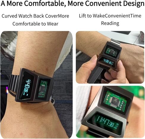 BENLYDESIGN Unique Metal Wristwatch OLED Display Men's Digital Unique Metal Watches, Lift-to-Wake Screen, Stainless Steel Strap in Saudi Arabia