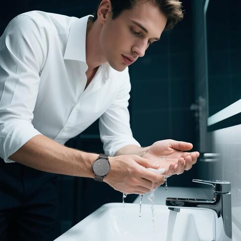 Mens Watches Sleek Minimalist Analog Quartz Waterproof Watches for Men, Stainless Steel Mesh Band Men's Wrist Watch with Auto Date in Saudi Arabia
