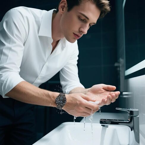 Mens Watches Sleek Minimalist Analog Quartz Waterproof Watches for Men, Stainless Steel Mesh Band Men's Wrist Watch with Auto Date in Saudi Arabia