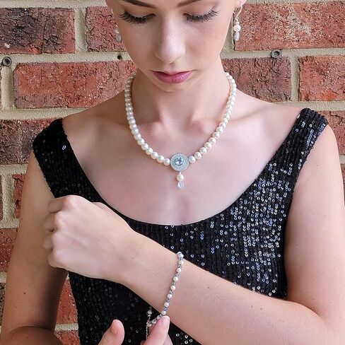 Real Gemstone and genuine pearl strand bracelet, custom length with solid 925 sterling silver lobster clasp, classy birthstone gift for her, Uniquelan Jewelry in Kuwait