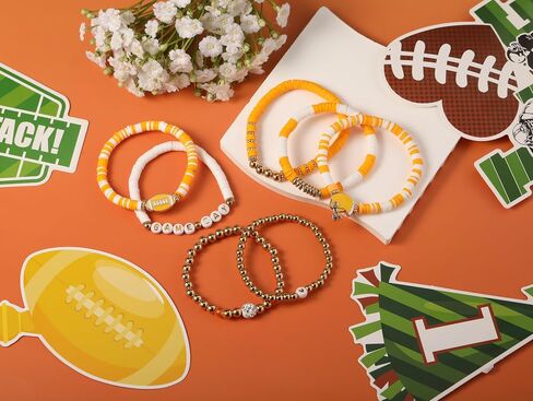 Sporty Chic Bracelets for Women Vibrant Blue White Red Gold Stretch Heishi Clay Beaded Bracelets Stylish Stackable Bangles for Game Days Casual Special Occasions Football Mom Jewelry Gift in Saudi Arabia