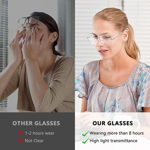 Circular Blue Light Filtering Glasses for Women Men 99% HD Vision Computer Eyewear with Lightweight Metal Frame for Digital Screen Protection in Saudi Arabia