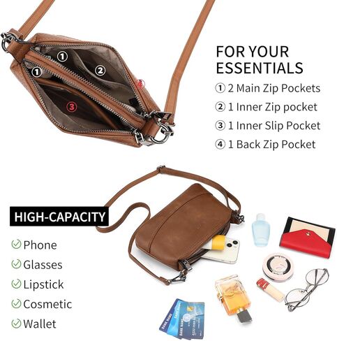 GAEKEAO Crossbody Bags for Women Small Cross Body Bag Genuine Leather Camera Bag Purse with Adjustable Strap in Kuwait