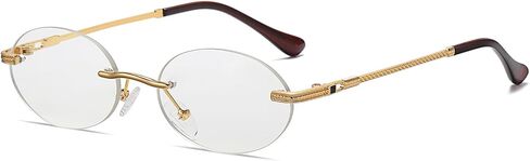 TOSGMLOUS Retro Oval Sunglasses Rimless Small Round Glasses Frameless UV400 Men Women Fashion Shades in Kuwait