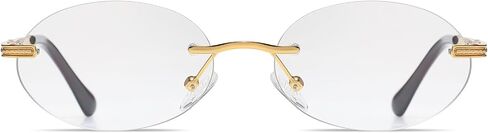 TOSGMLOUS Retro Oval Sunglasses Rimless Small Round Glasses Frameless UV400 Men Women Fashion Shades in Kuwait