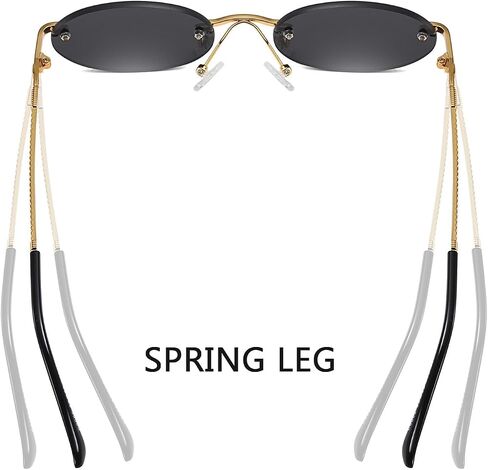 TOSGMLOUS Retro Oval Sunglasses Rimless Small Round Glasses Frameless UV400 Men Women Fashion Shades in Kuwait