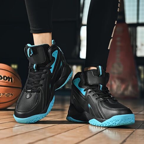 Plus Size Men's High-Top Basketball Shoes: Comfy, Breathable, Non-Slip, Shock-Absorbent Lace-Up Sneakers Ideal for Indoor & Outdoor Training, Running, & Walking in Kuwait