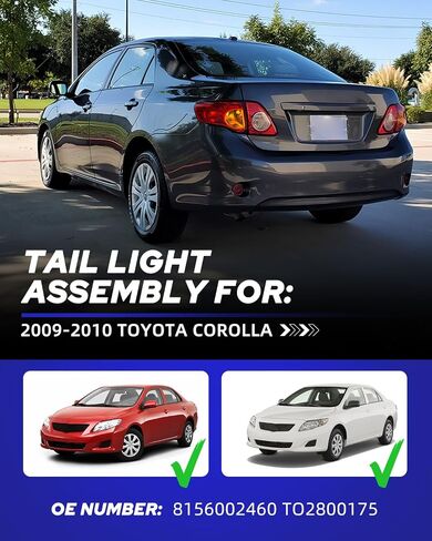 مجموعة مصابيح خلفية Toyota Corolla من AUTOONE، مجموعة مصابيح الذيل تناسب 2009-2010 Corolla Rear Factory OEM Passeger Side، بدون مصابيح in Saudi Arabia
