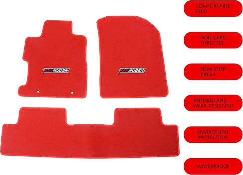 سجادات أرضية متوافقة مع 2006-2011 Civic 4Door 2Door Sedan Coupe، 06 07 08 09 10 11، مجموعة سجادة أمامية وخلفية حمراء مكونة من 3 قطع، نايلون، مع كوب in Saudi Arabia