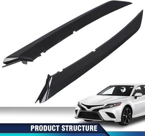 PIT66 Pair Front Bumper Grille Trim Molding Compatible with Toyota Camry SE XSE 2018-2022 5271306100, 5271206100, TO1047105, TO1046105 Painted Gloss Black in Saudi Arabia