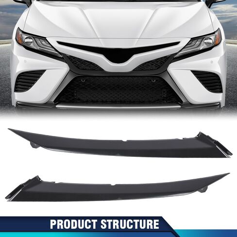 PIT66 Pair Front Bumper Grille Trim Molding Compatible with Toyota Camry SE XSE 2018-2022 5271306100, 5271206100, TO1047105, TO1046105 Painted Gloss Black in Saudi Arabia