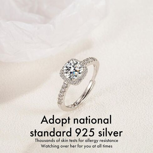 925 Sterling Silver Adjustable Zircon Ring | Sparkling Zircon Stones | Hypoallergenic, Tarnish-Resistant | Elegant Open Design in Saudi Arabia