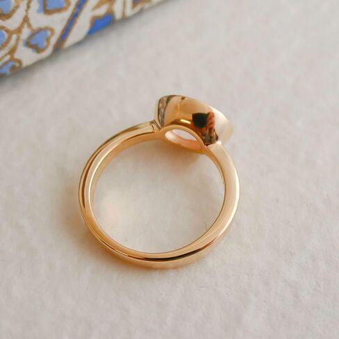 Rose Quartz Oval Cut 925 Gold Plated Sterling Silver Ring - Natural Gem Gemstone - Birthday Valentine's Mother's Day Gift - Handmade Jewelry Gift Ideas for Women - Pink Stone Ring (9) in Saudi Arabia