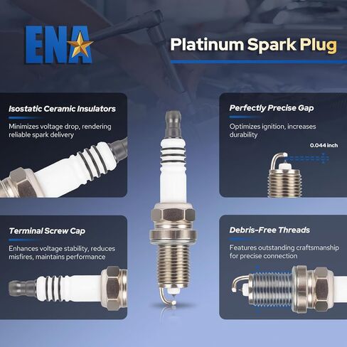 ENA Set of 6 Platinum Spark Plug Compatible with Acura Audi Jaguar Lexus Nissan Toyota Various Vehicles Replacement for 4503 PK16TT 000018KJ13 0031595403 in Saudi Arabia