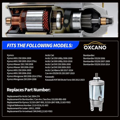 Starter 3304-274 متوافق مع Arctic Cat DVX 250 300 Utility Alterra 300 KVF300 Brute Force 300 Kymco Maxxer MXU Mongoose 250 300 Can-am DS250 2007 2008 2009 2010 2011 2012 2013 2014-2019 in Saudi Arabia