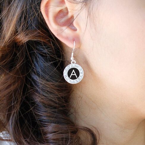 Inspired Silver - Silver Circle Charm French Hook Drop Earrings with Cubic Zirconia Jewelry in Kuwait