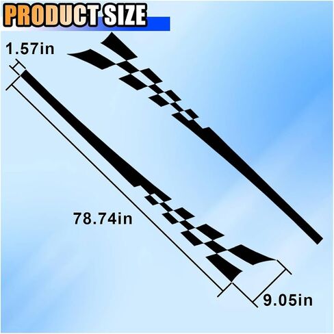 2PCS 78" Car Body Door Side Waistline Sticker Decals, Sports Racing Stripe Decals, Waterproof Vinyl Stripe Sticker Decoration for Car SUV Truck (Black) in Saudi Arabia