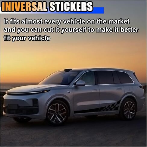 2PCS 78" Car Body Door Side Waistline Sticker Decals, Sports Racing Stripe Decals, Waterproof Vinyl Stripe Sticker Decoration for Car SUV Truck (Black) in Saudi Arabia