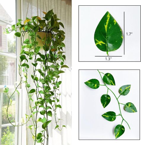 450 Feet 60 Pack Fake Greenery Hanging Garland, Artificial Ivy Leaf Plants, Vine Leaves, Flowers Foliage for Bedroom Garden Wall Decor in Saudi Arabia