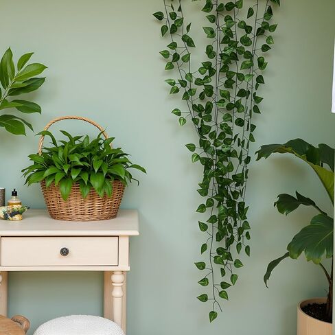 450 Feet 60 Pack Fake Greenery Hanging Garland, Artificial Ivy Leaf Plants, Vine Leaves, Flowers Foliage for Bedroom Garden Wall Decor in Saudi Arabia