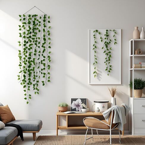 450 Feet 60 Pack Fake Greenery Hanging Garland, Artificial Ivy Leaf Plants, Vine Leaves, Flowers Foliage for Bedroom Garden Wall Decor in Saudi Arabia