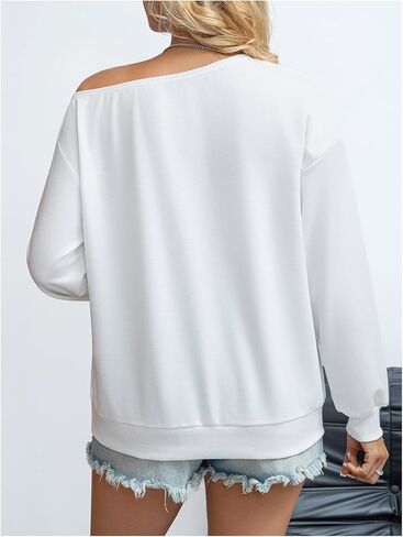سويت شيرت SweatyRocks نسائي بدون أكتاف ذو رسومات كاجوال وأكمام طويلة in Saudi Arabia