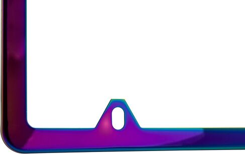 2 Pack NEO Chrome Iridescent License Plate Frame, Stainless Steel Polish, Universal US Canada Bracket Holder, 2 Holes Anti-Theft Design (with caps and mounting Fits) Car Tag (Chameleon - 056) in Saudi Arabia