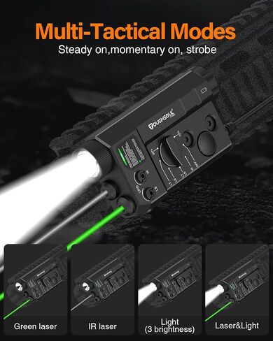 Molk and Picatinny Mounted Tactical Flashlight Green Laser Infrared(IR) Laser 3 in 1 Combo, 1200 Lumen Light with Remote Pressure Switch for Rifle in Kuwait