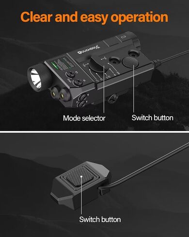 Molk and Picatinny Mounted Tactical Flashlight Green Laser Infrared(IR) Laser 3 in 1 Combo, 1200 Lumen Light with Remote Pressure Switch for Rifle in Kuwait