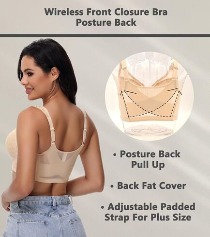 Posture Back Support Plus Size Front Closure Bra Wireless Full Coverage for Women in Saudi Arabia