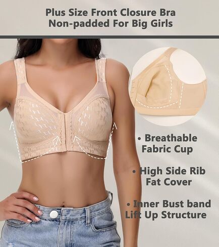 Posture Back Support Plus Size Front Closure Bra Wireless Full Coverage for Women in Saudi Arabia