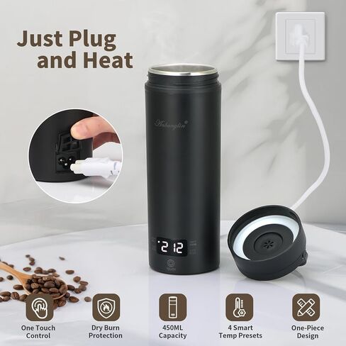 500ML Portable Electric Kettle Small,Mini Travel Kettle with 4 Temperature Control,Hot Water Boiler Kettle,Auto Shut-Off & Boil Dry Protection,304 Stainless Steel,Fast Boil Kettle With Handy,White in Saudi Arabia