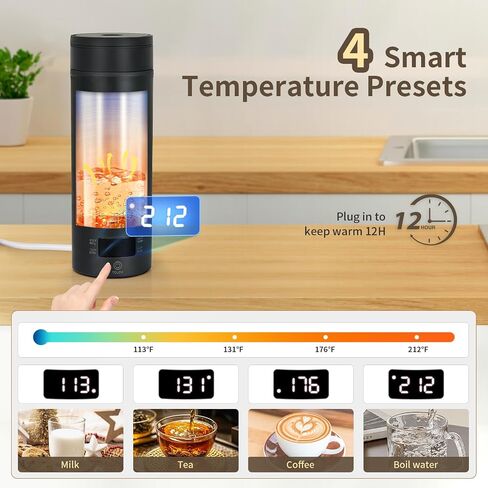 500ML Portable Electric Kettle Small,Mini Travel Kettle with 4 Temperature Control,Hot Water Boiler Kettle,Auto Shut-Off & Boil Dry Protection,304 Stainless Steel,Fast Boil Kettle With Handy,White in Saudi Arabia