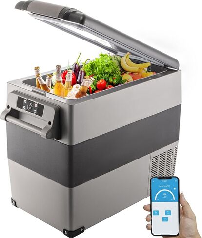 VEVOR NLS45, 12 Volt Car Refrigerator Fridge, 32 L Dual Zone Portable Freezer, -4℉-68℉ Adjustable Range, 12/24V DC and 100-240V AC Compressor Cooler for Outdoor, Camping, RV, Bule and grey in Kuwait