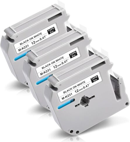 5P M-K231 M Tape MK231-731 12mm 1/2 Compatible with Brother M Label Tape 12mm 0.47 White/Color Label Maker M Tape Compatible with Brother PT-80 PT-70 PT-65 PT-55 PT-M95 PT-90 in Kuwait