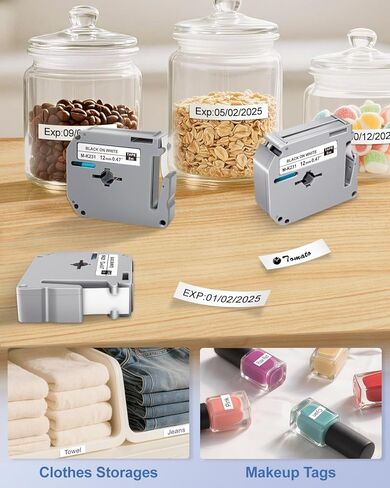 5P M-K231 M Tape MK231-731 12mm 1/2 Compatible with Brother M Label Tape 12mm 0.47 White/Color Label Maker M Tape Compatible with Brother PT-80 PT-70 PT-65 PT-55 PT-M95 PT-90 in Kuwait