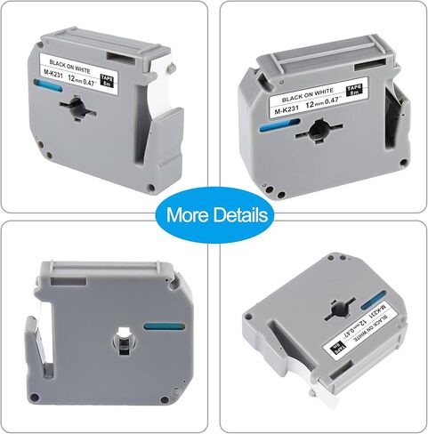 5P M-K231 M Tape MK231-731 12mm 1/2 Compatible with Brother M Label Tape 12mm 0.47 White/Color Label Maker M Tape Compatible with Brother PT-80 PT-70 PT-65 PT-55 PT-M95 PT-90 in Kuwait